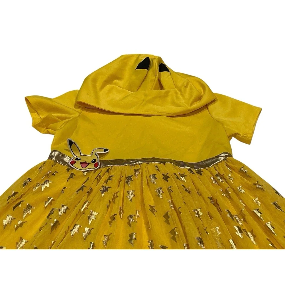 Pokemon Girl's Size‎ 2X Dress Short Sleeve Hooded And Lace Bottom Yellow NWOT - Picture 3 of 6